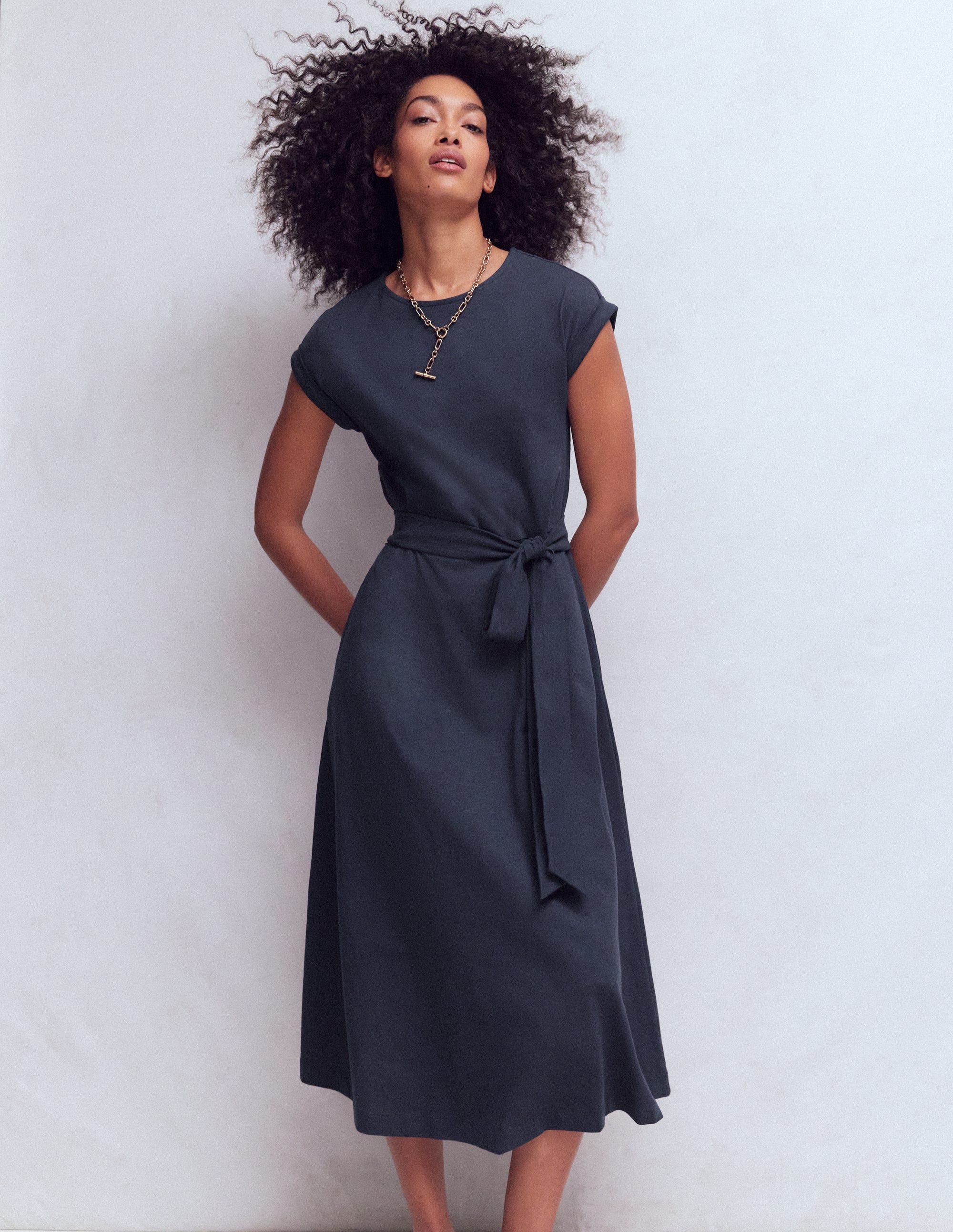 Eve Jersey Midi Dress-Navy - Image 1