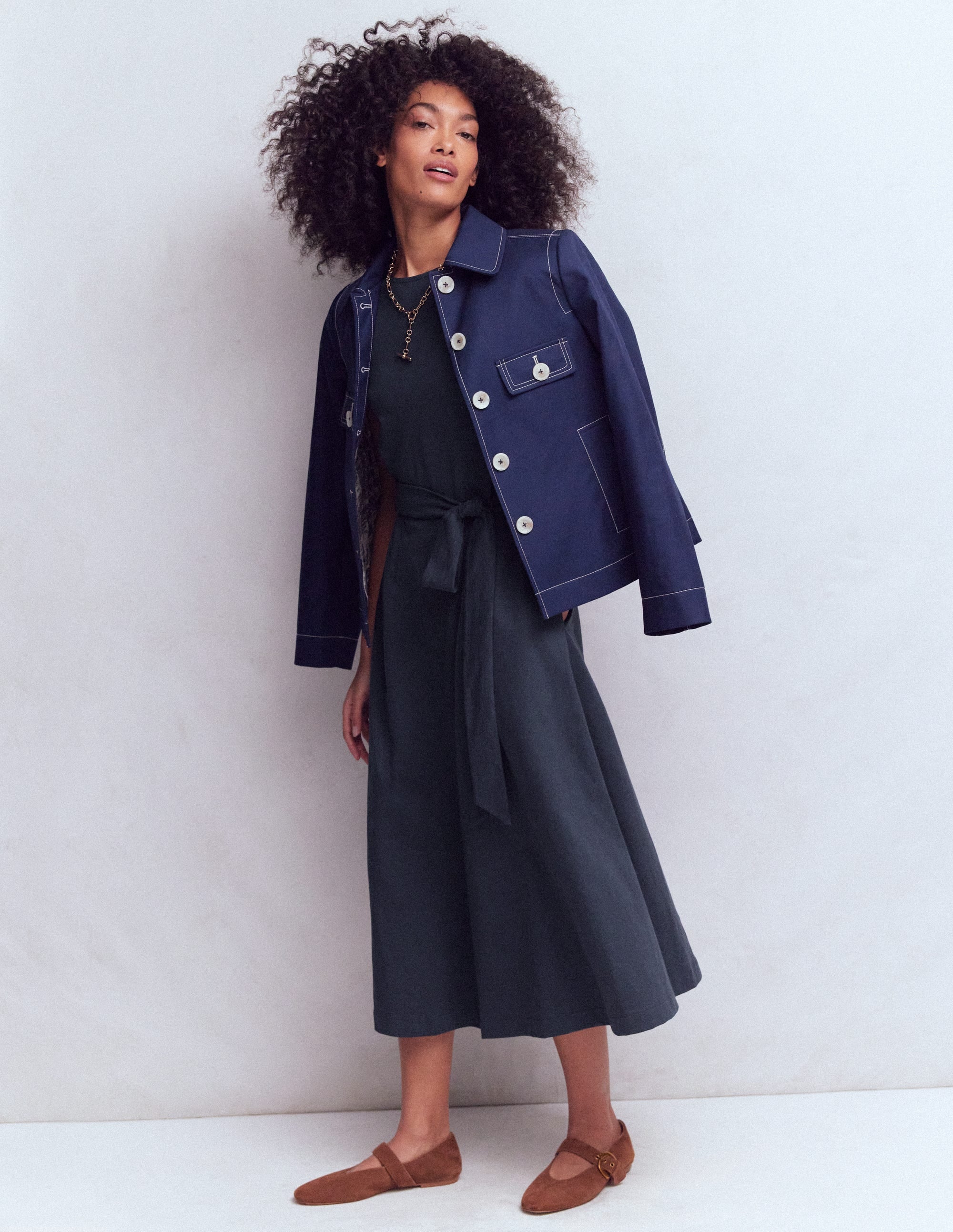 Eve Jersey Midi Dress-Navy - Image 5