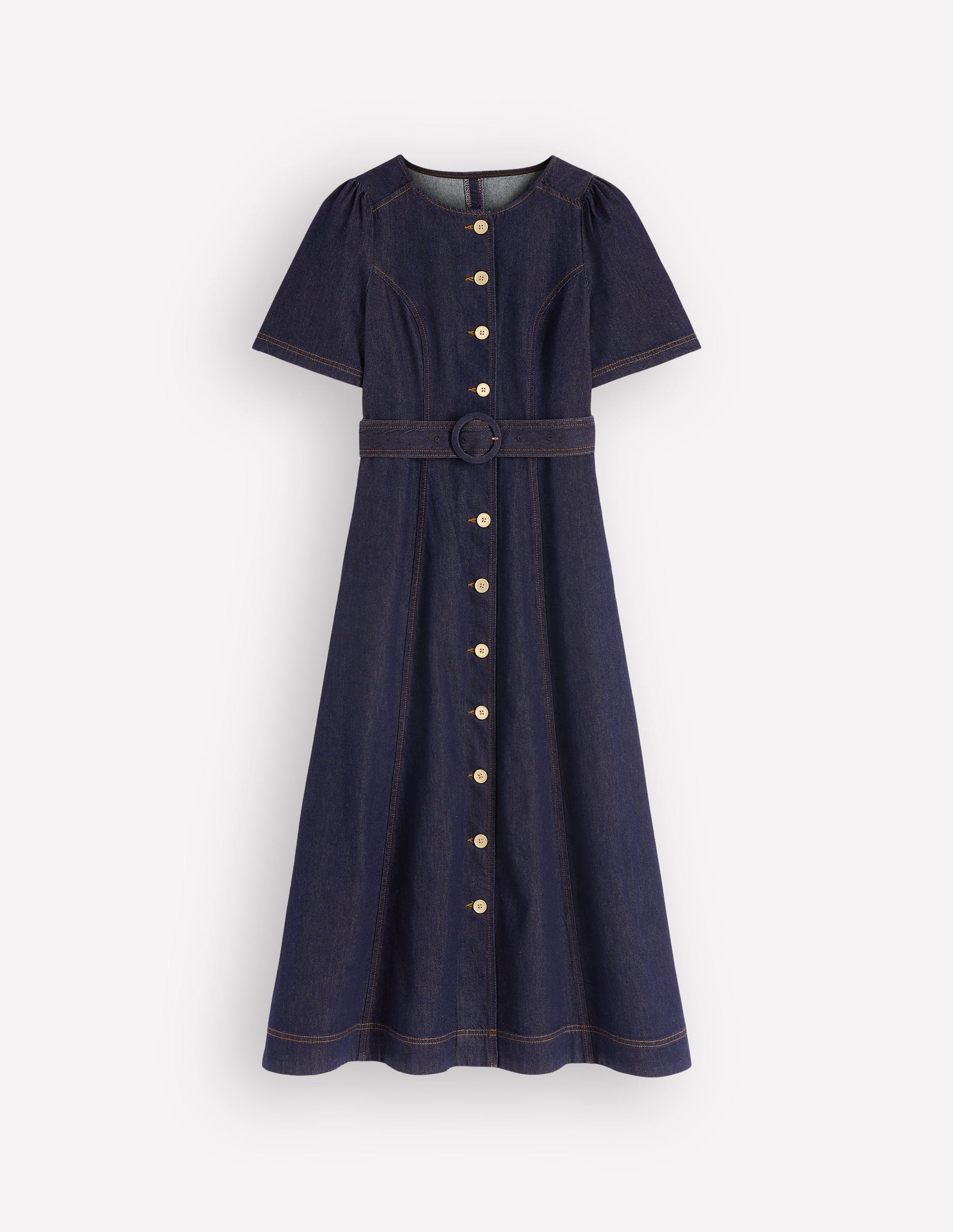 Button Detail Denim Dress-Indigo Wash-5