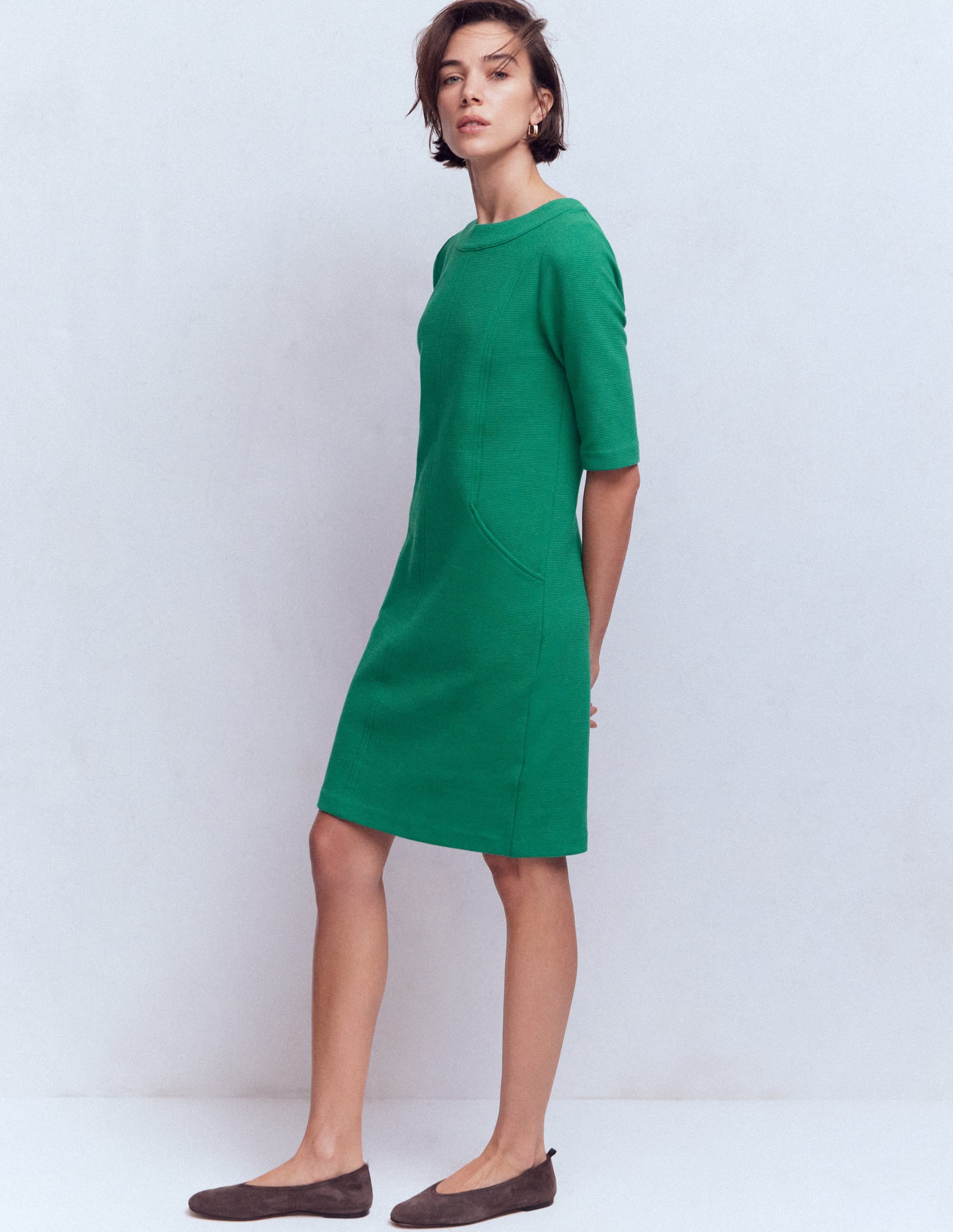 Nessa Ottoman Shift Dress-Jewel Green - Image 1