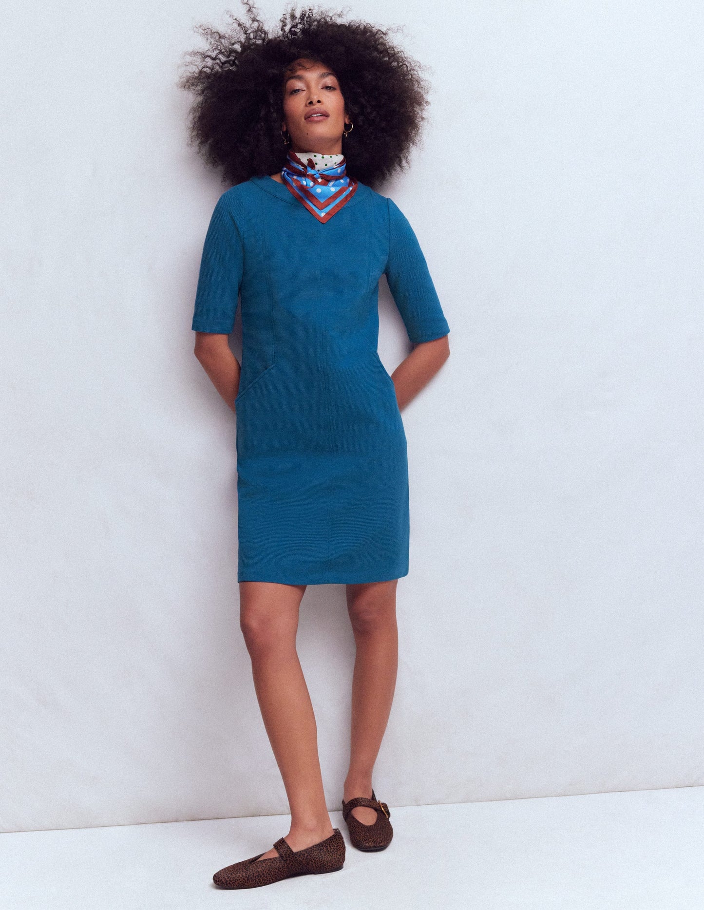 Nessa Ottoman Shift Dress-Tourmaline Blue
