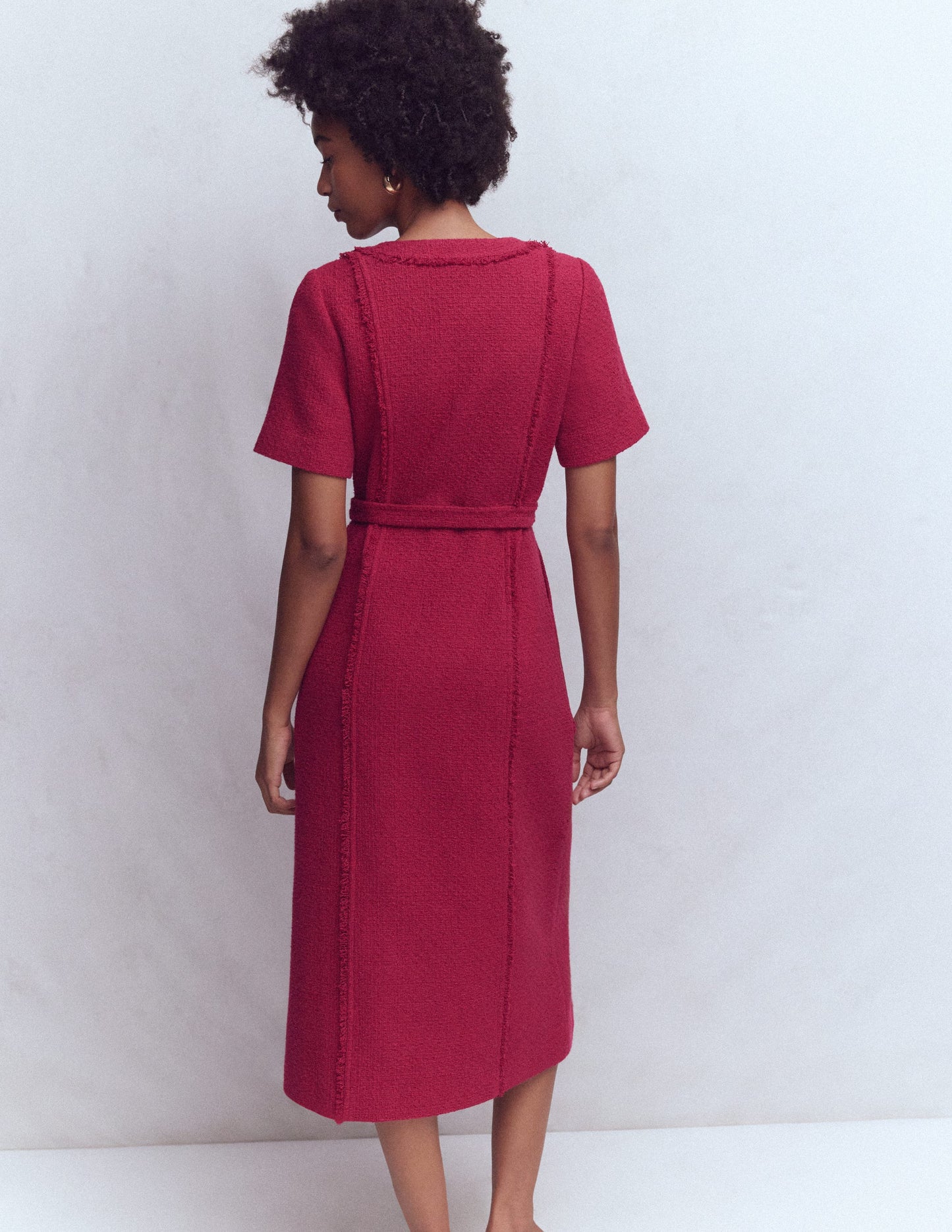 Ruth Zip Texture Dress-Pomegranate