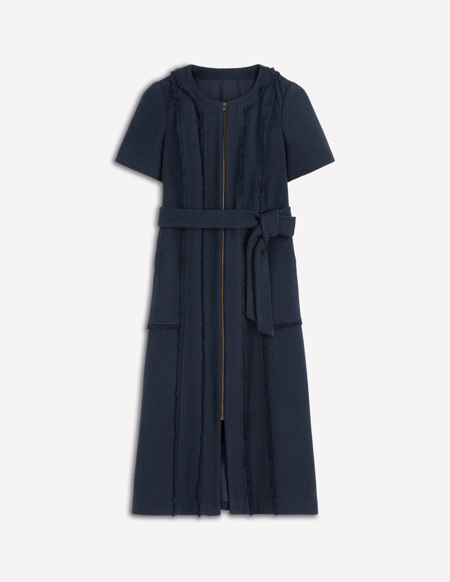 Ruth Zip Texture Dress-Navy