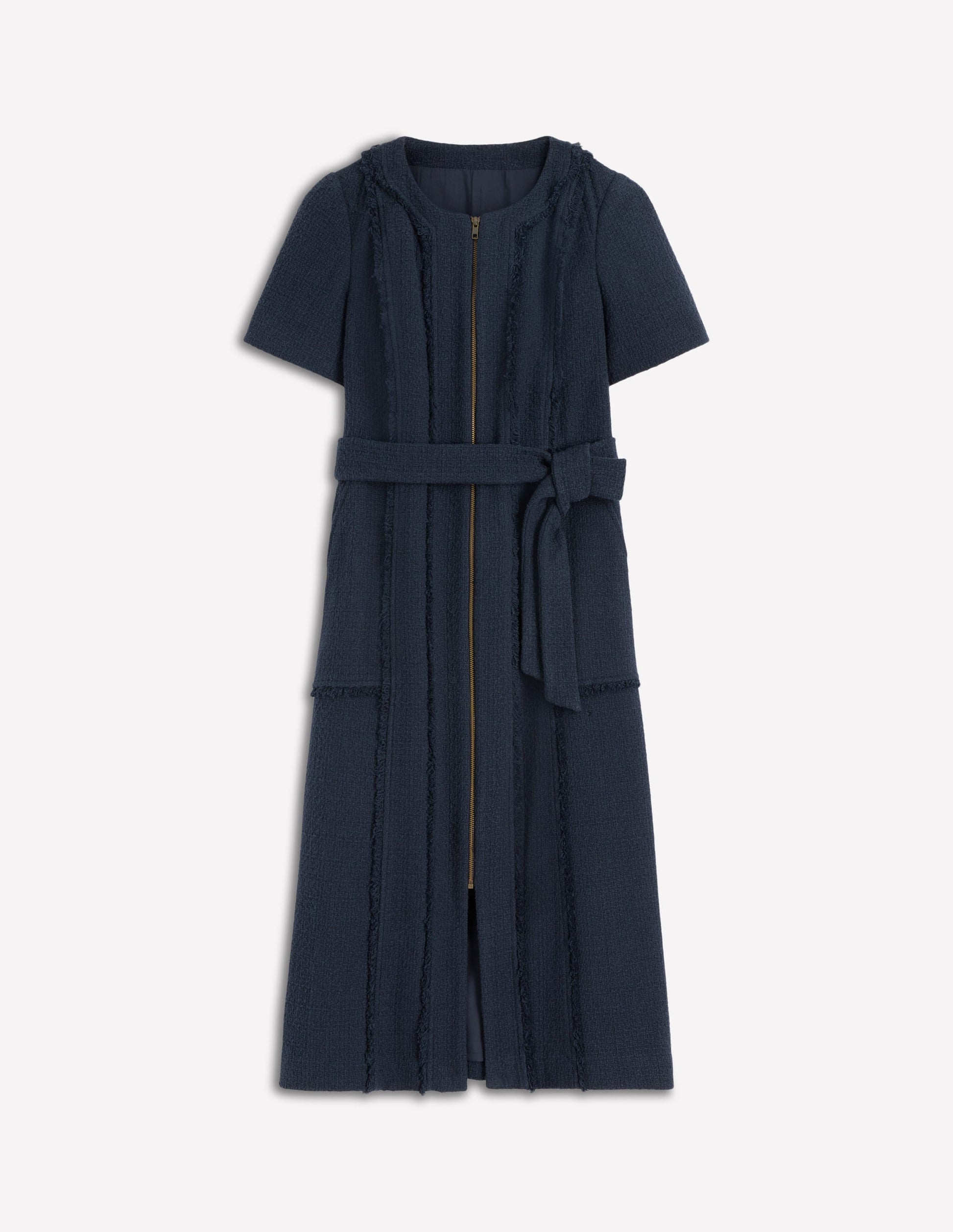 Ruth Zip Texture Dress-Navy-5