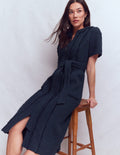 Ruth Zip Texture Dress-Navy