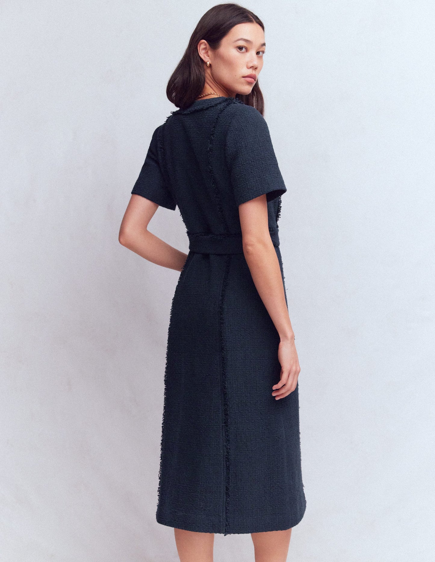 Ruth Zip Texture Dress-Navy