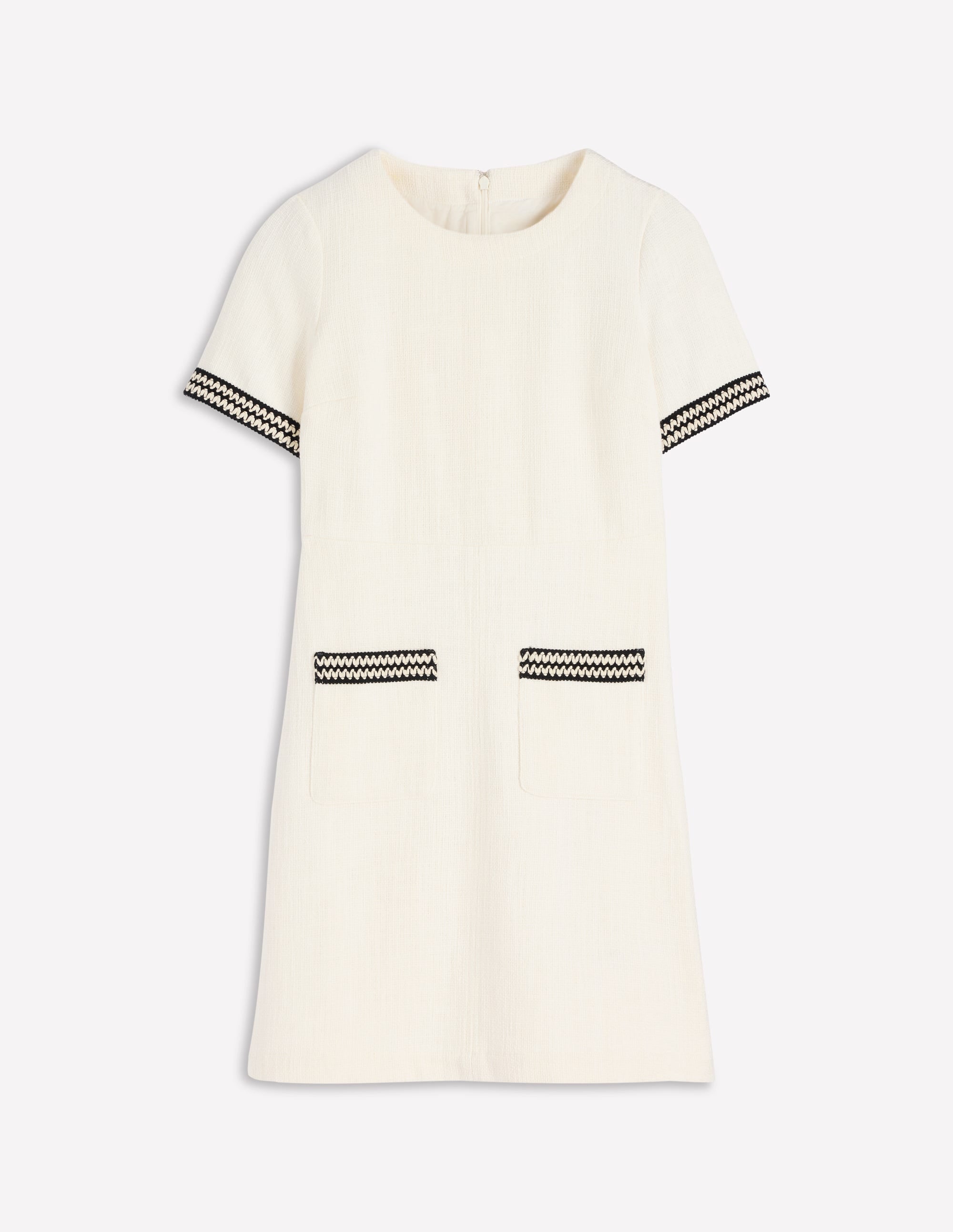 A-Line Trim Short Dress-Ivory - Image 6