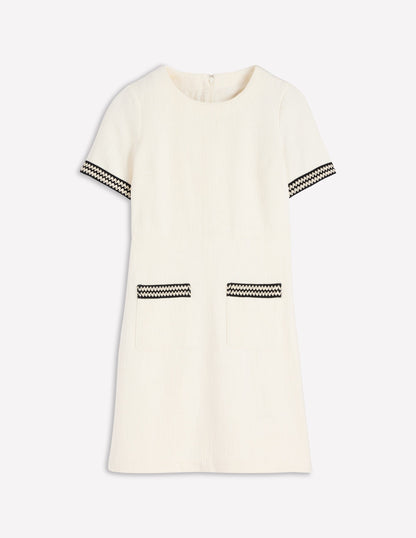 A-Line Trim Short Dress-Ivory-6