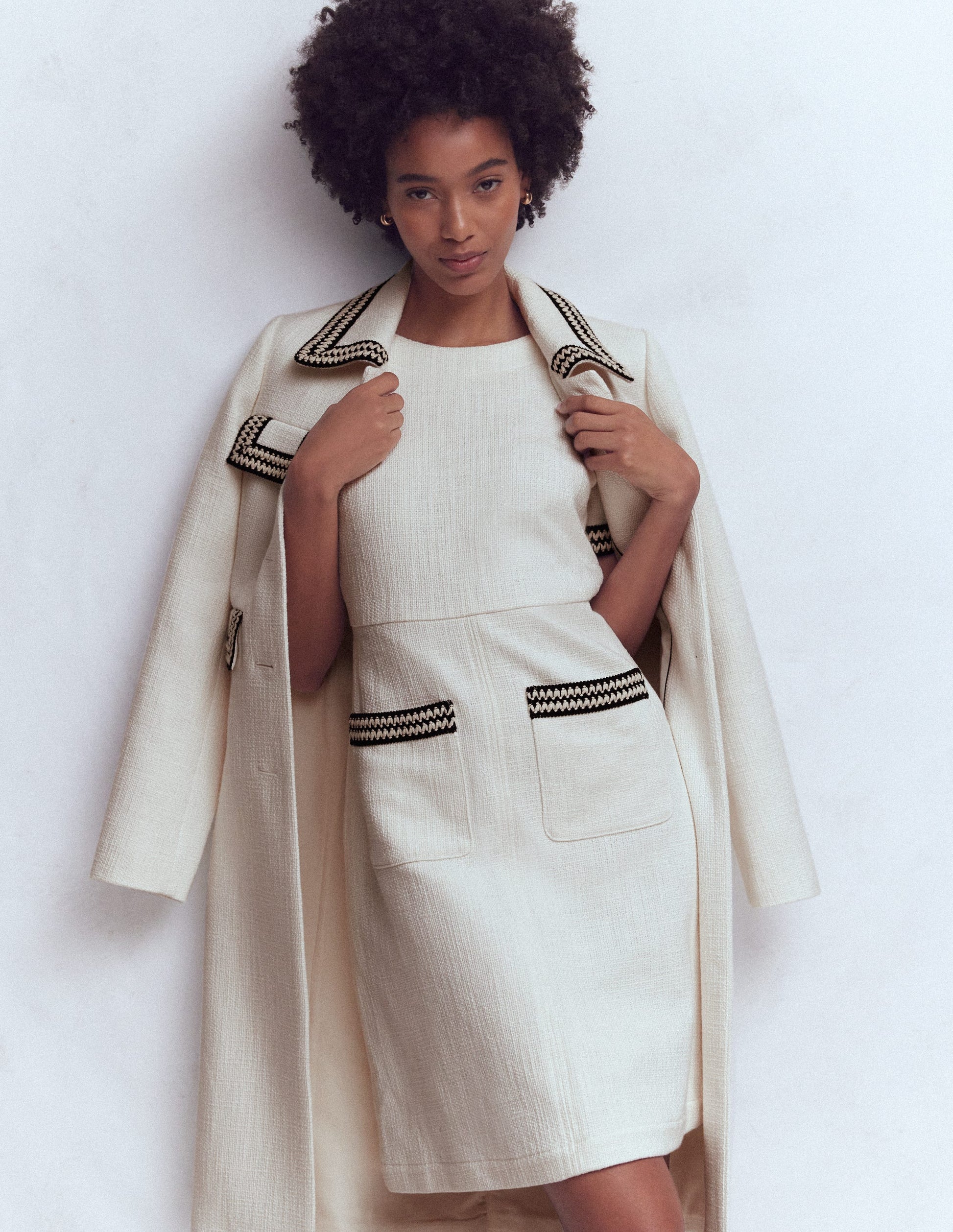 A-Line Trim Short Dress-Ivory | Boden UK A-Line Trim Short Dress-Ivory | Boden UK