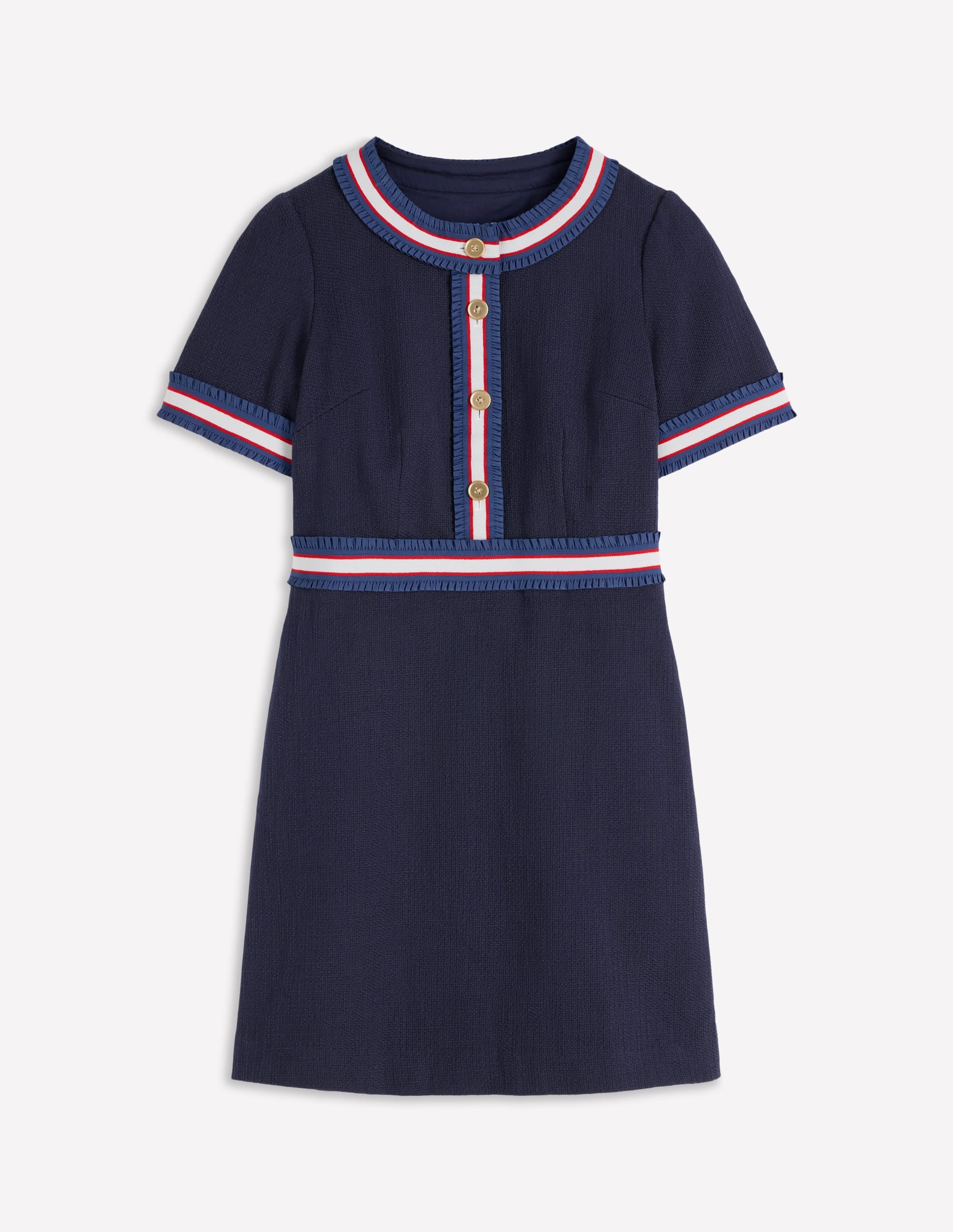 Button Short Dress-Navy - Image 5
