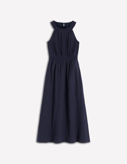 Daphne Double Cloth Dress-NAVY-5