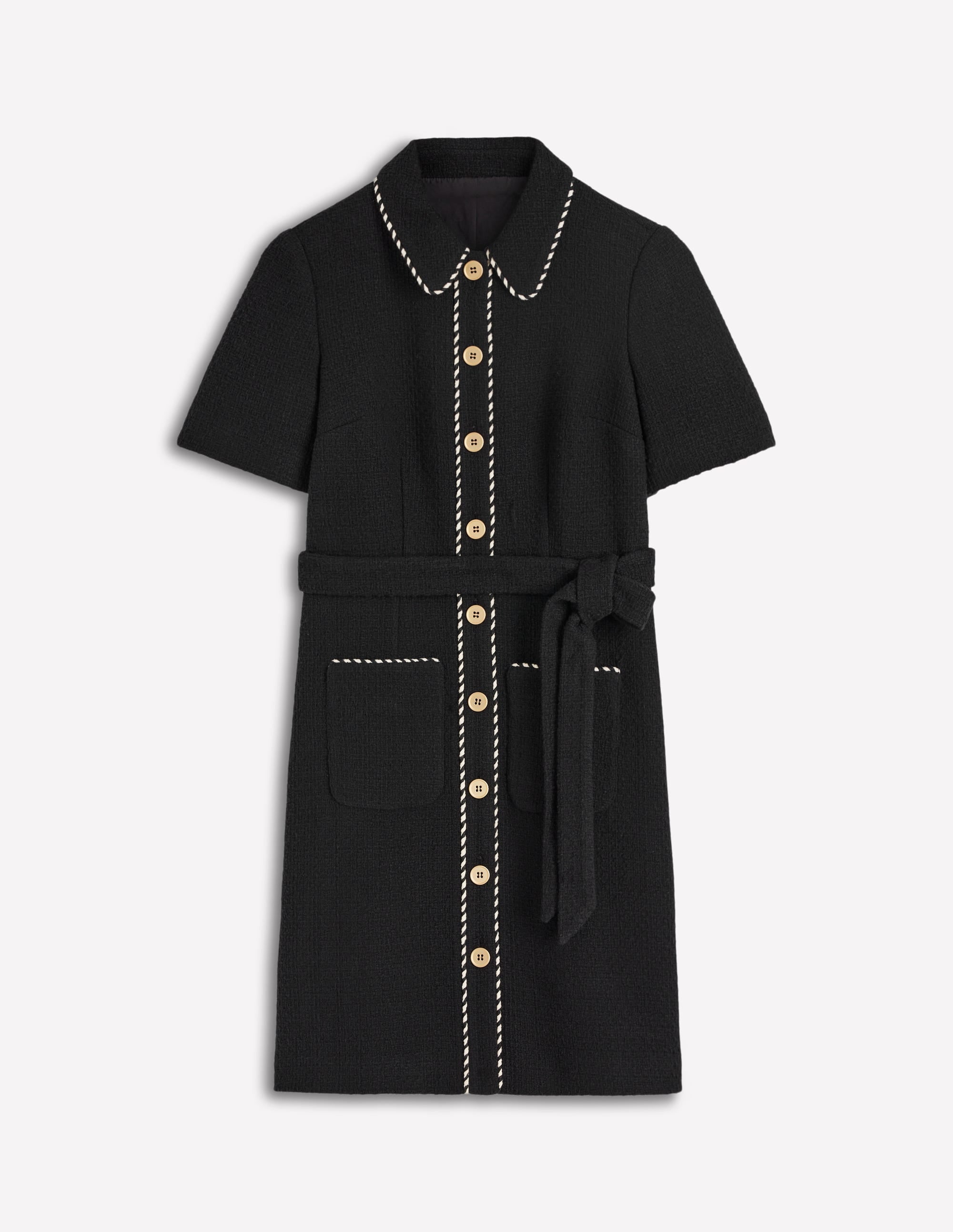 Loren Trim Short Dress-Black - Image 5