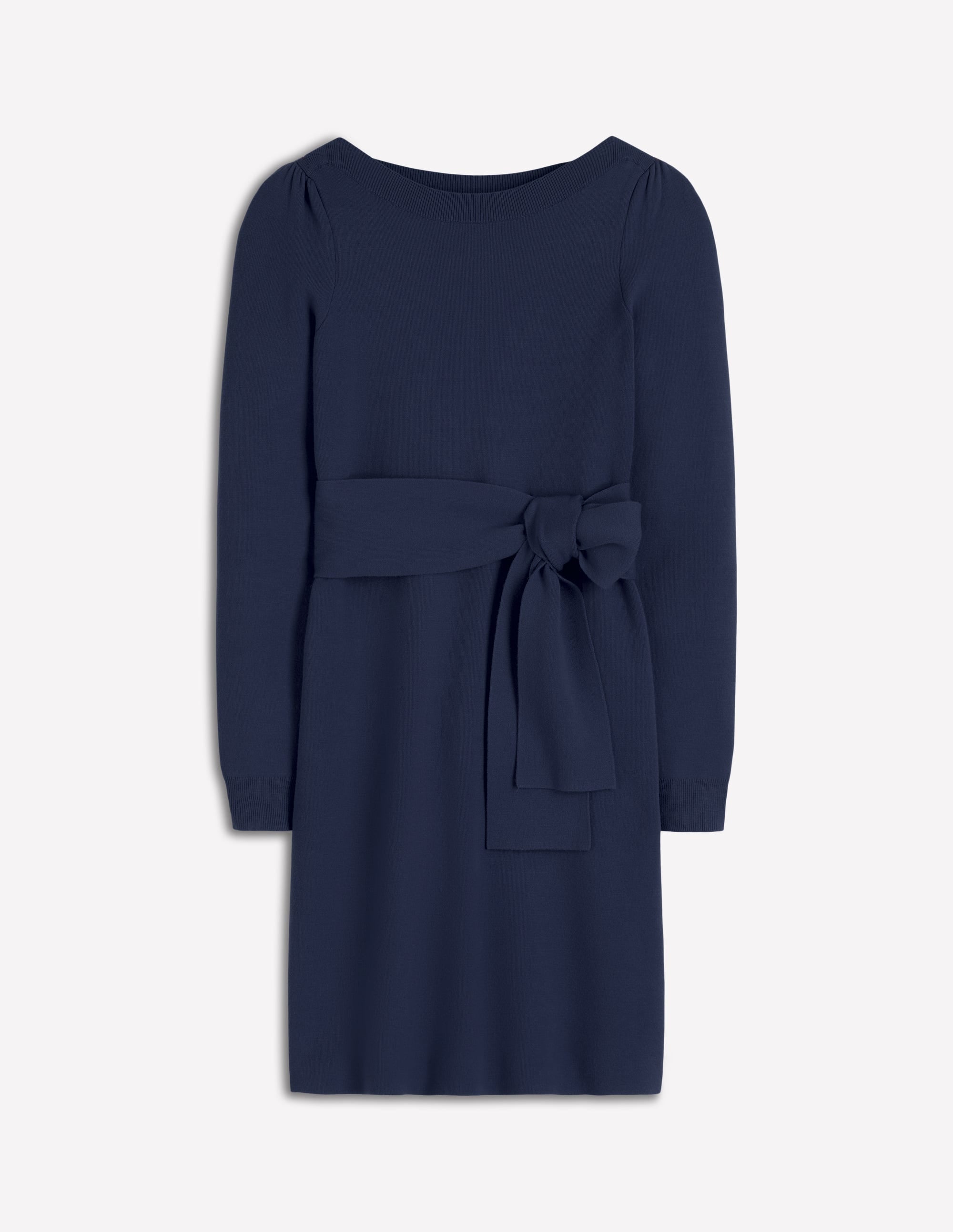 Tiana Tie Front Knitted Dress-Navy - Image 6