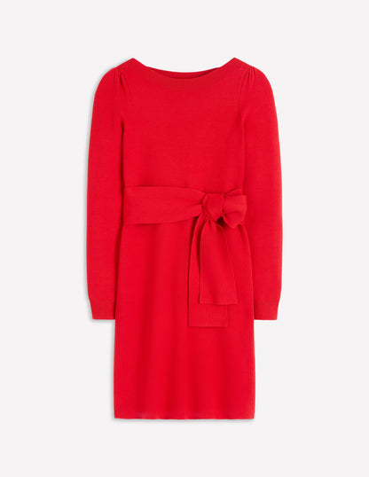 Tiana Tie Front Knitted Dress-Merida Red-5