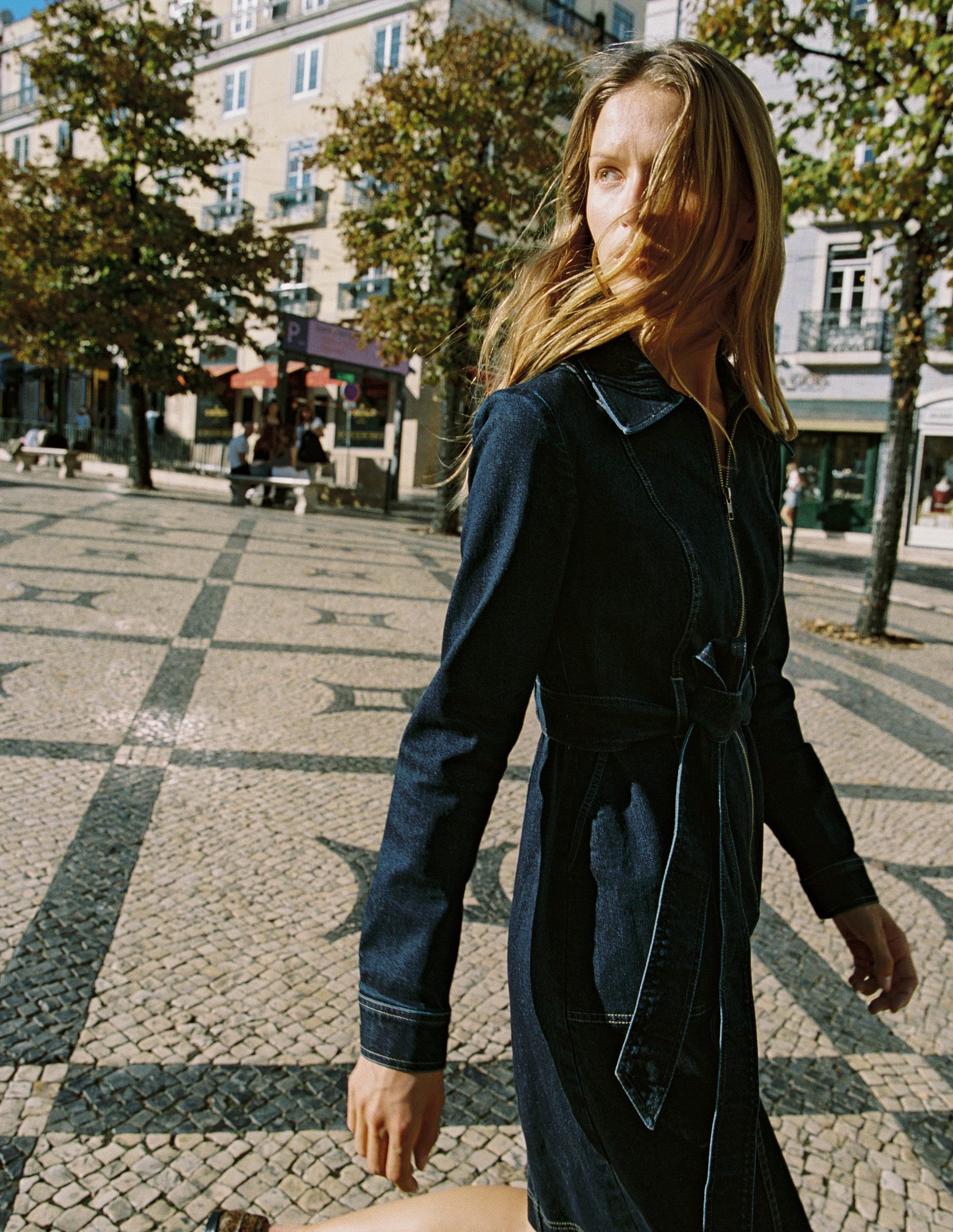 Zip Denim Short Dress-Indigo - Image 5