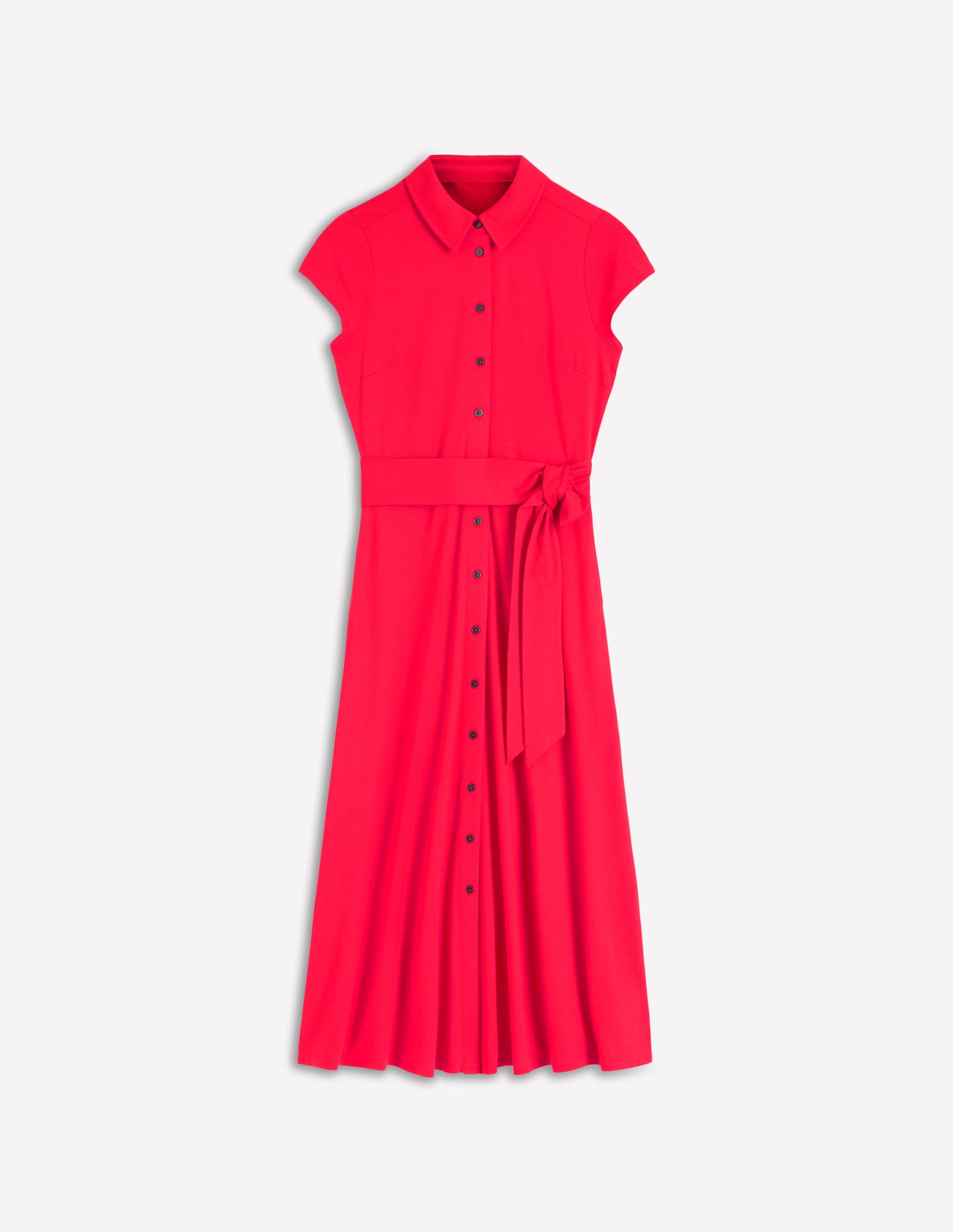 Marcia Jersey Shirt Dress-Poppy Red - Image 6