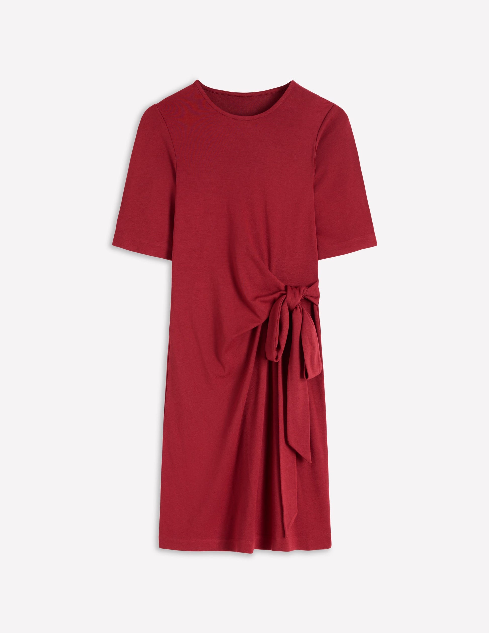 Zinnia Tie Jersey Short Dress-Rich Chestnut-6