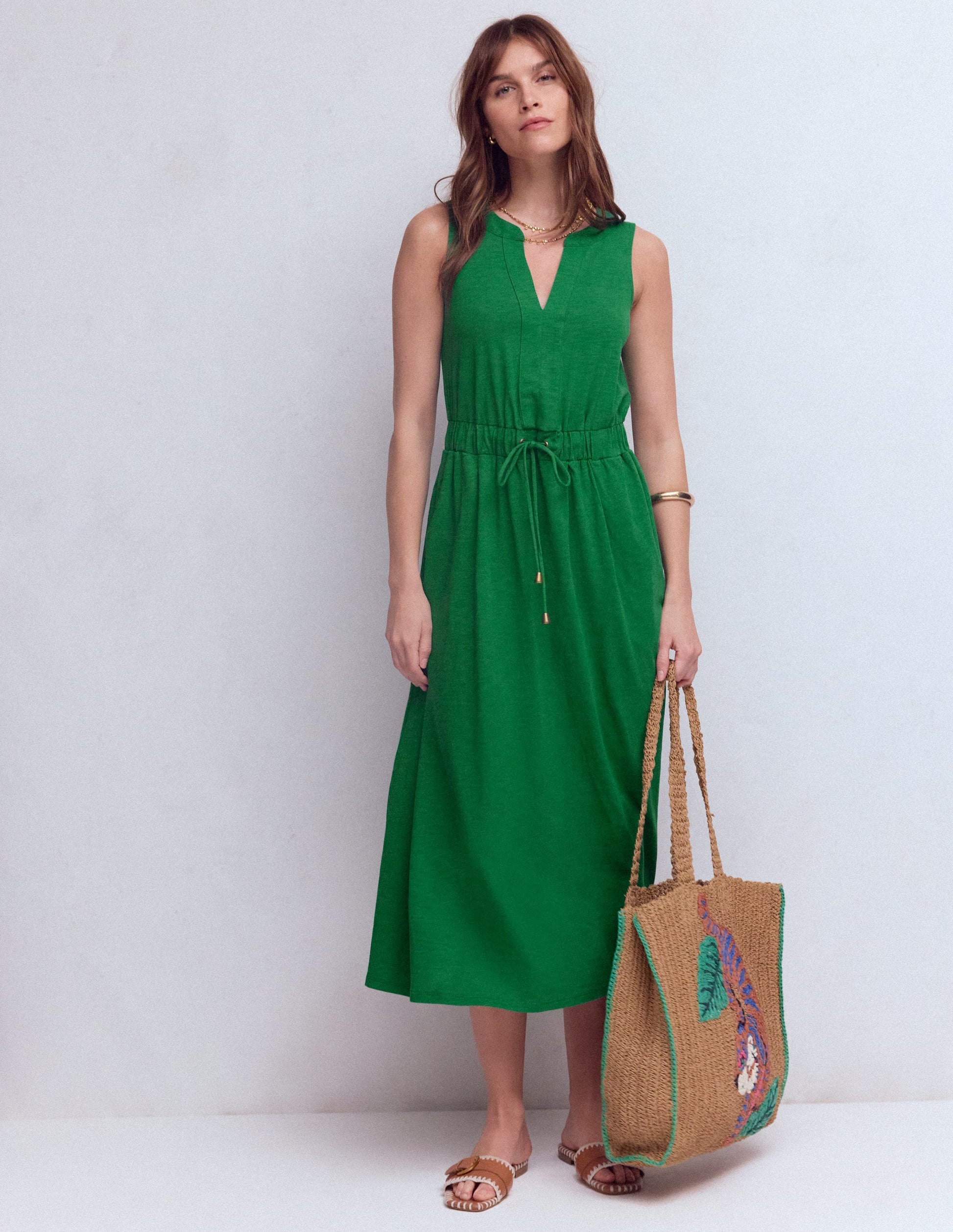 Delphine Midi Jersey Dress-Fresh Green | Boden UK