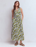 Delphine Midi Jersey Dress-Olive, Shadow Blossom
