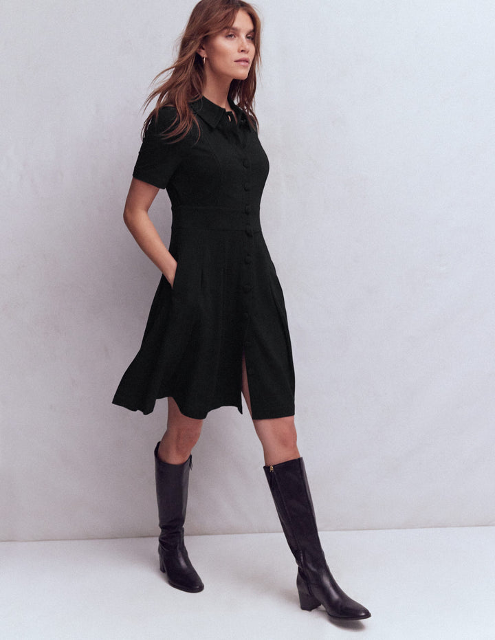 Bridget Ponte Short Dress-Black