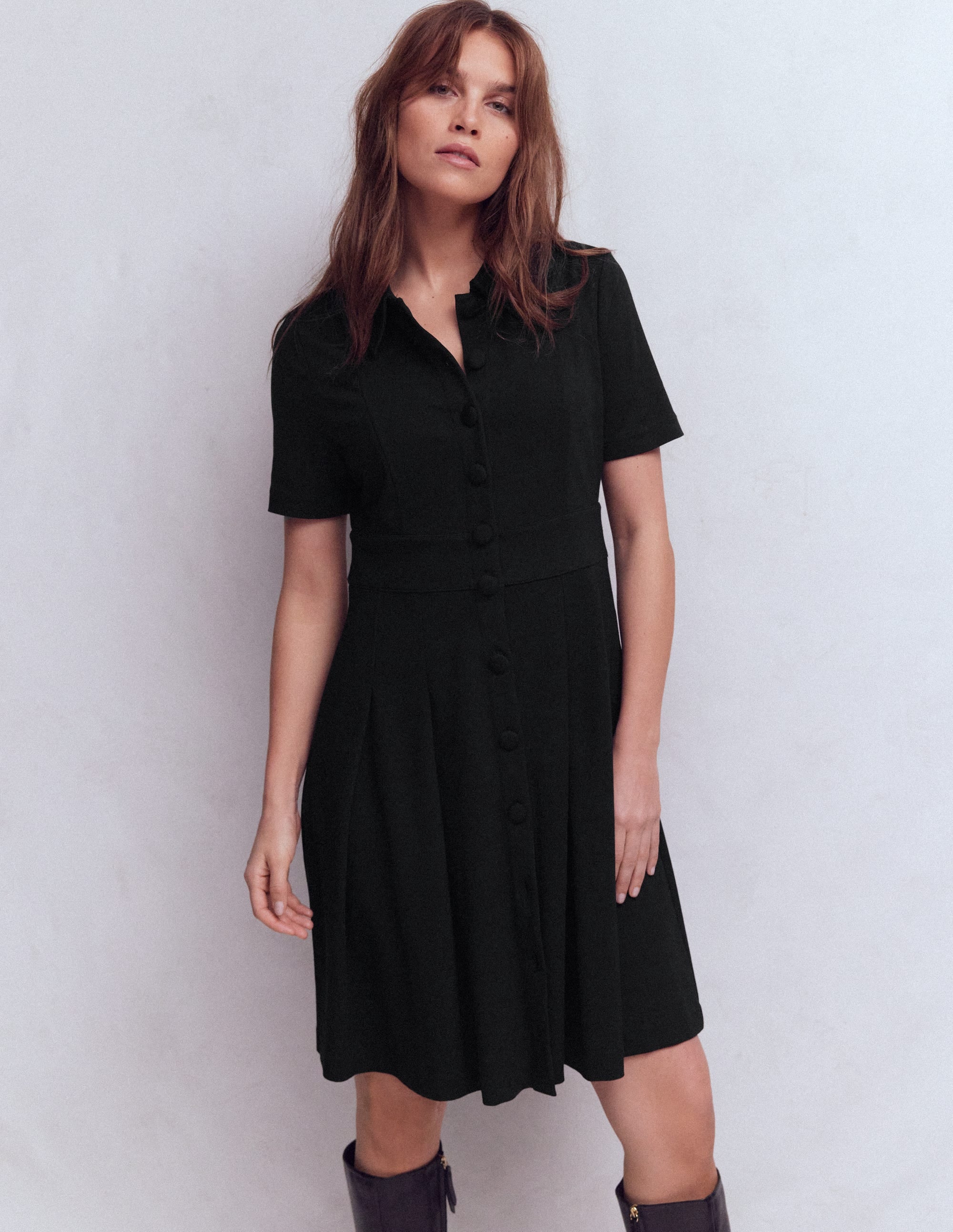 Bridget Ponte Short Dress-Black - Image 1