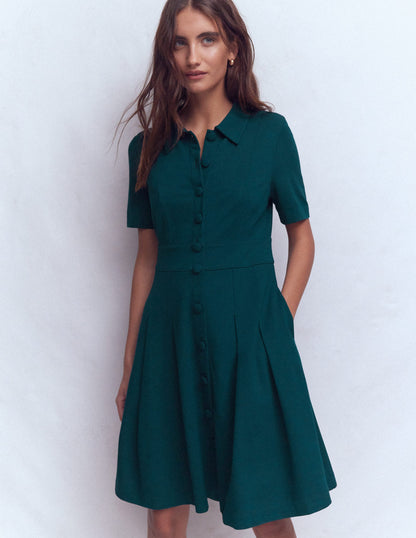 Bridget Ponte Short Dress-Midnight Teal-5