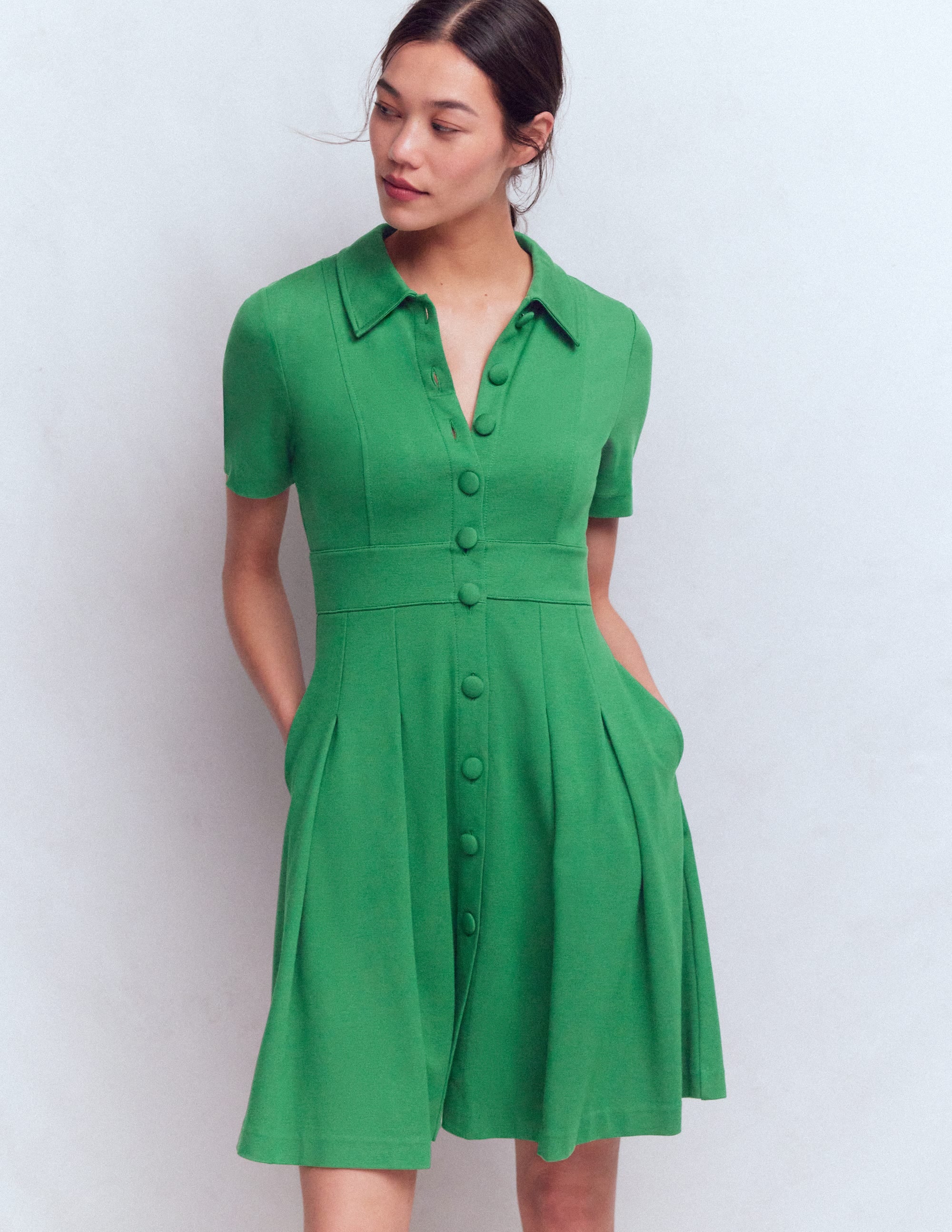 Bridget Ponte Short Dress-Fresh Green - Image 1
