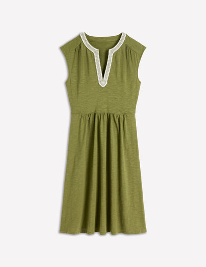 May Jersey Short Dress-Olive-5