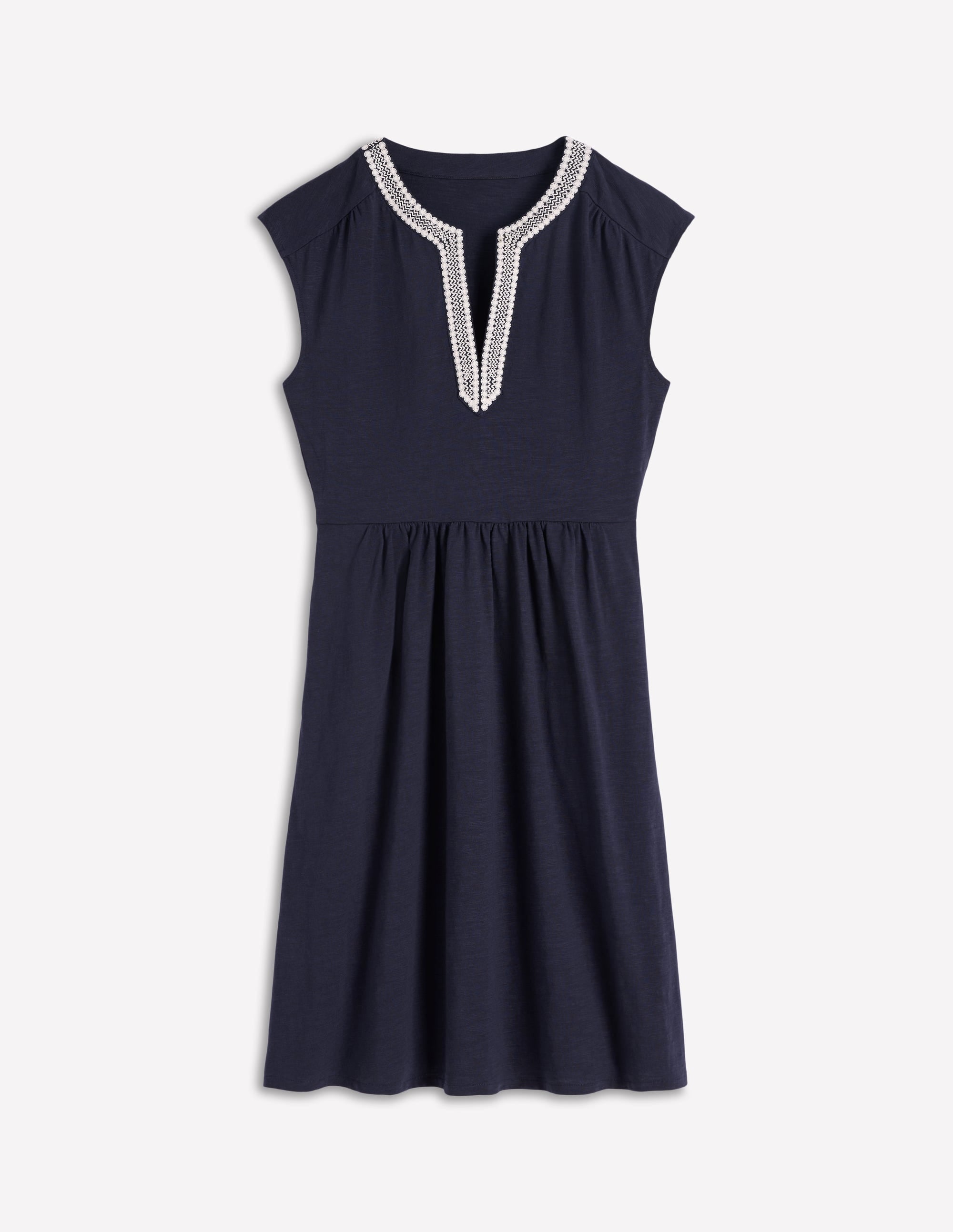 May Embroidered Short Dress-Navy - Image 5