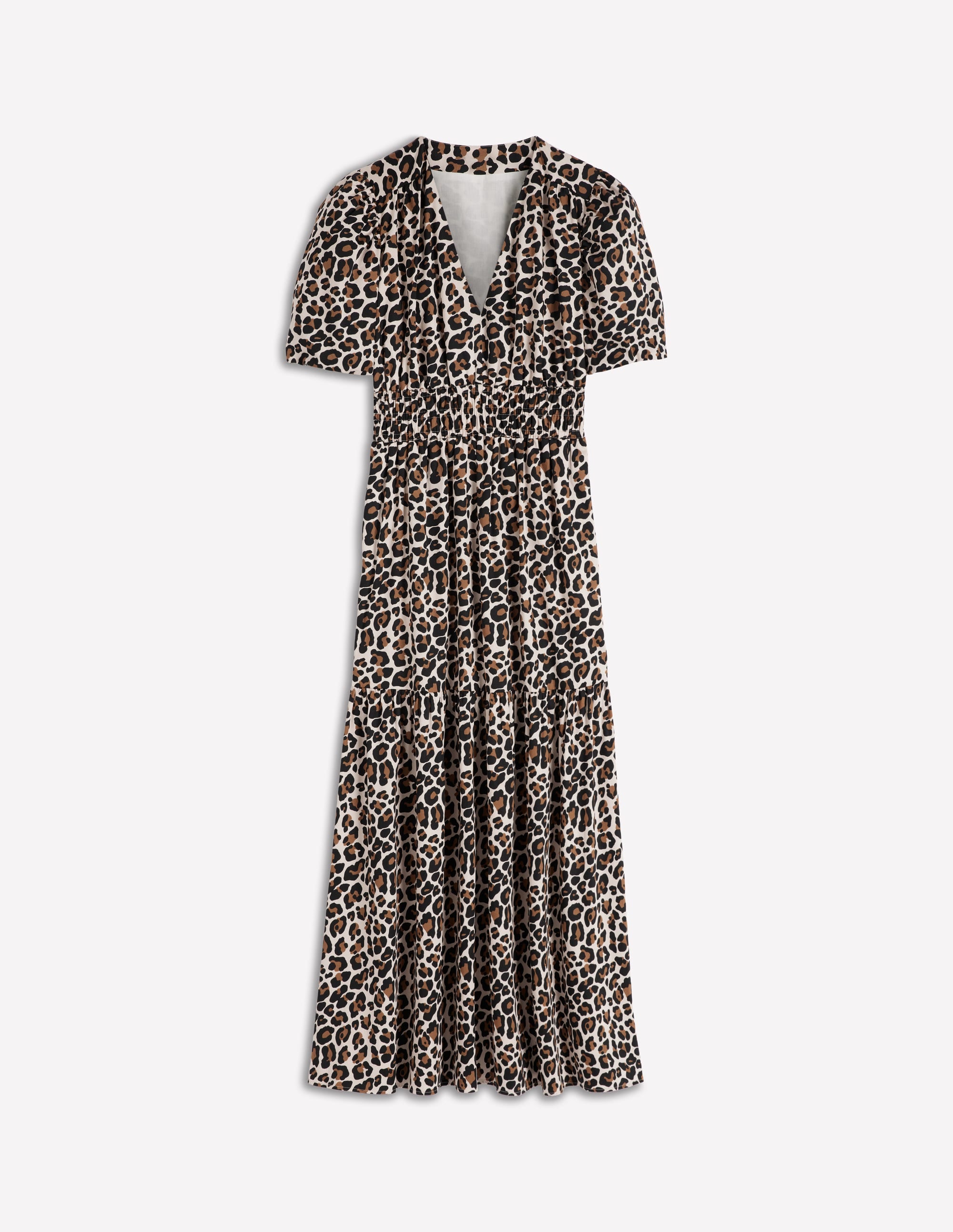 Irene Puff Sleeve Cotton Dress-Almond Milk, Cheetah Pop - Image 6