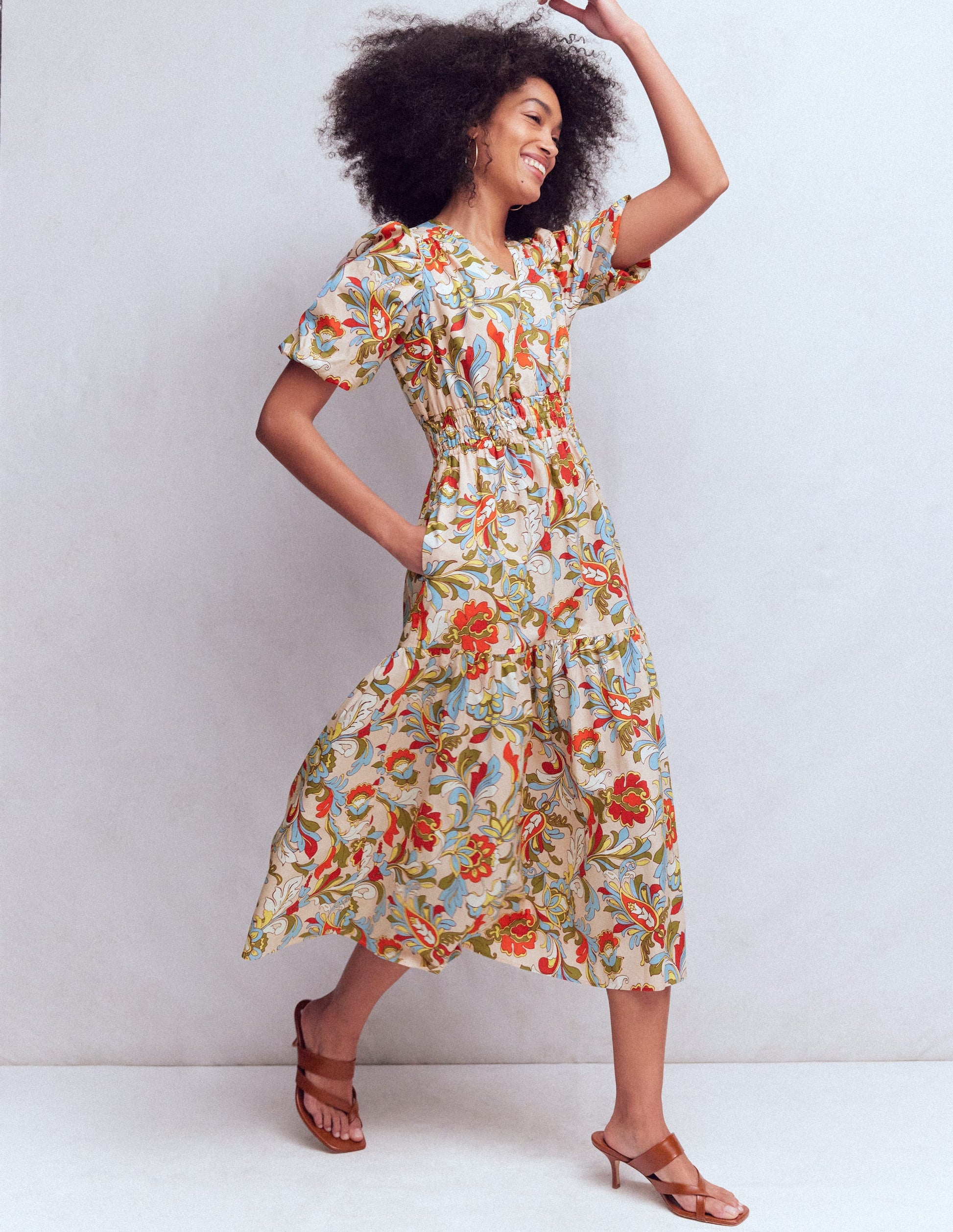 Irene Puff Sleeve Dress-Multi, Botanical Flourish-4