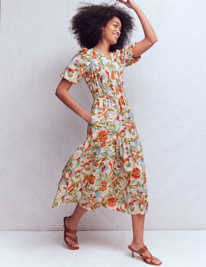 Irene Puff Sleeve Dress-Multi, Botanical Flourish-4
