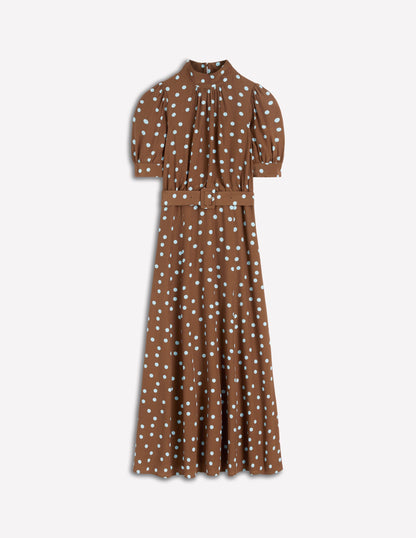 High Neck Belted Dress-Potting Soil Spot-6