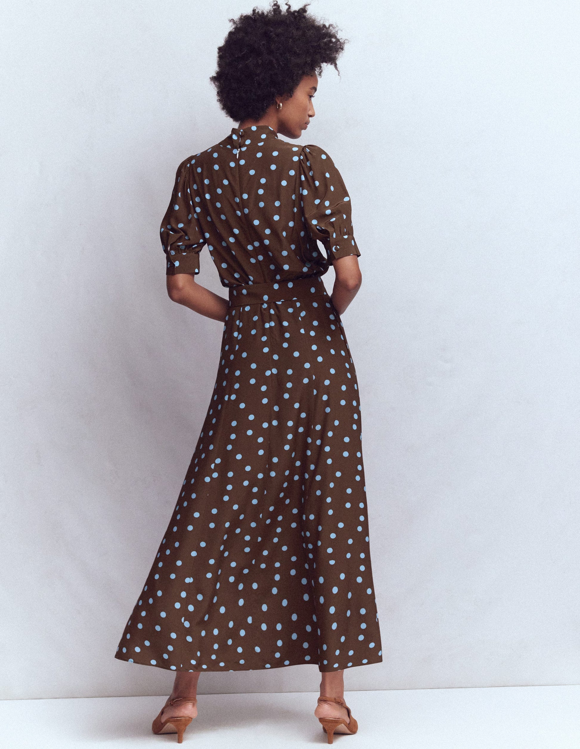 High Neck Belted Dress-Potting Soil Spot-3