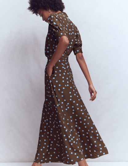 High Neck Belted Dress-Potting Soil Spot-5