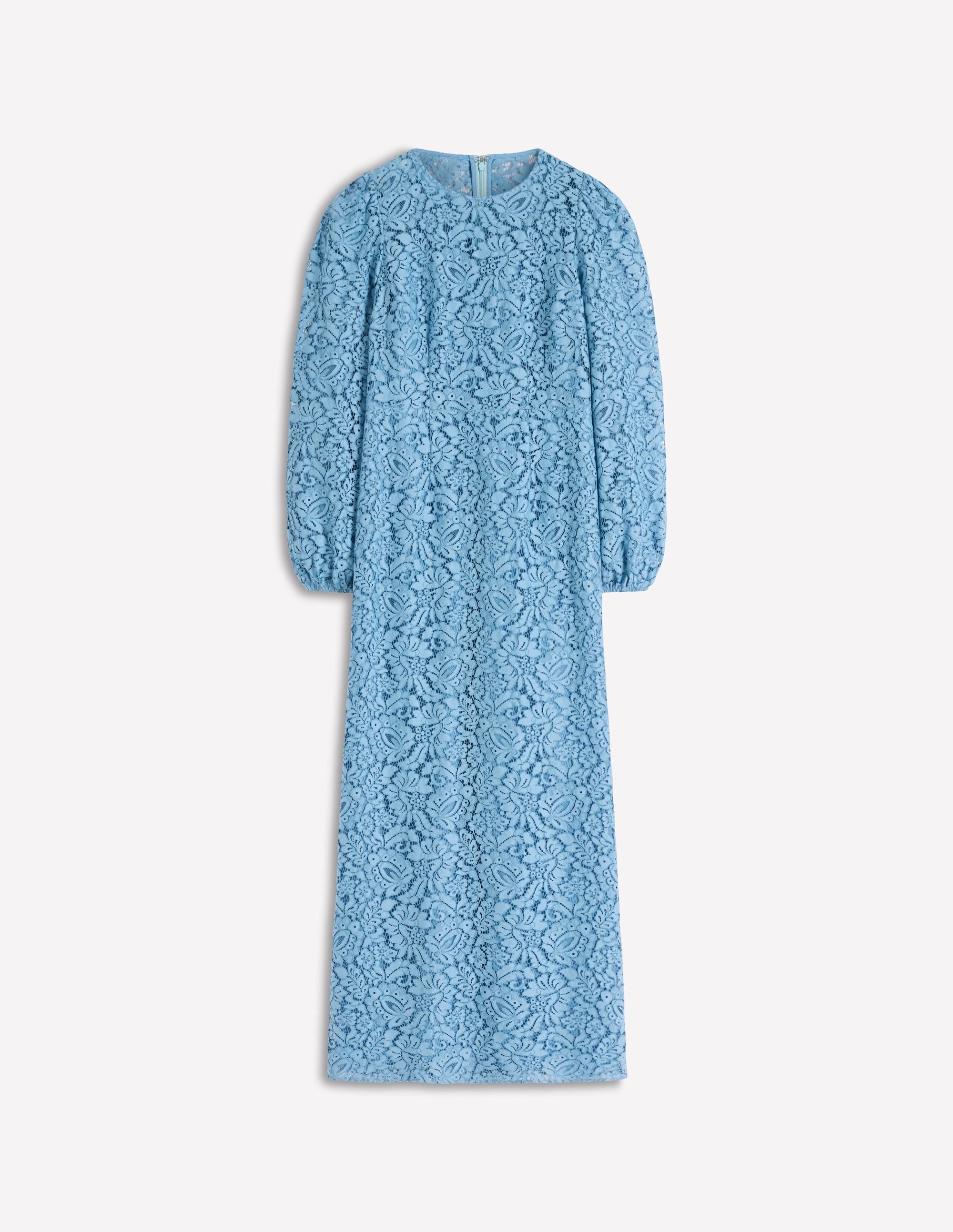 High Neck Lace Dress-Blue - Image 5