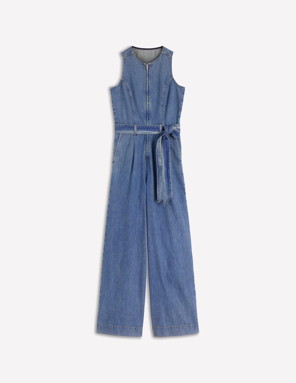 Sleeveless Denim Jumpsuit-Mid Vintage Denim
