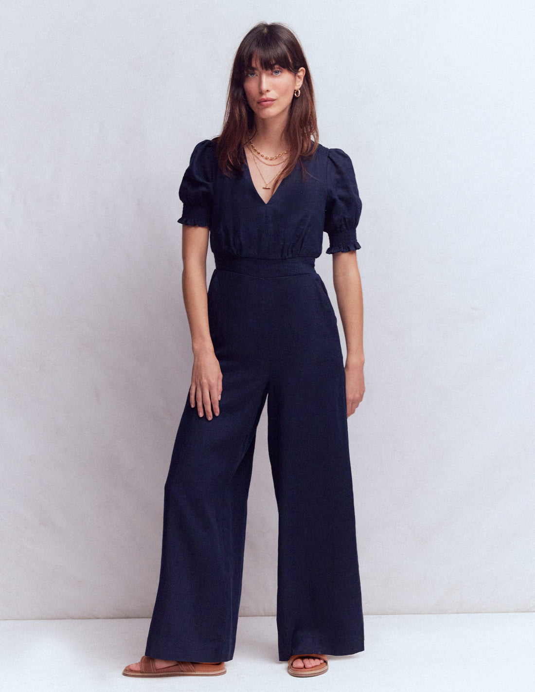 Anna Linen Jumpsuit-Navy | Boden UK