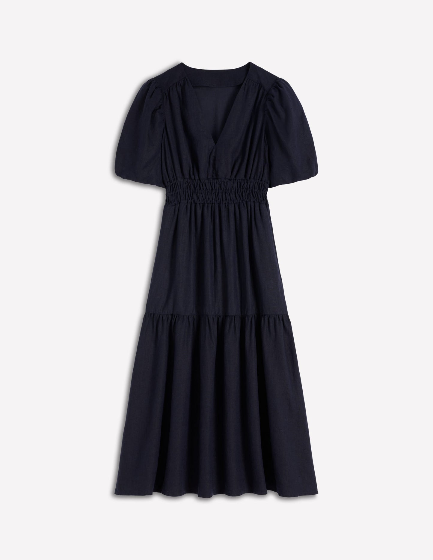 Irene Linen Midi Dress-Navy