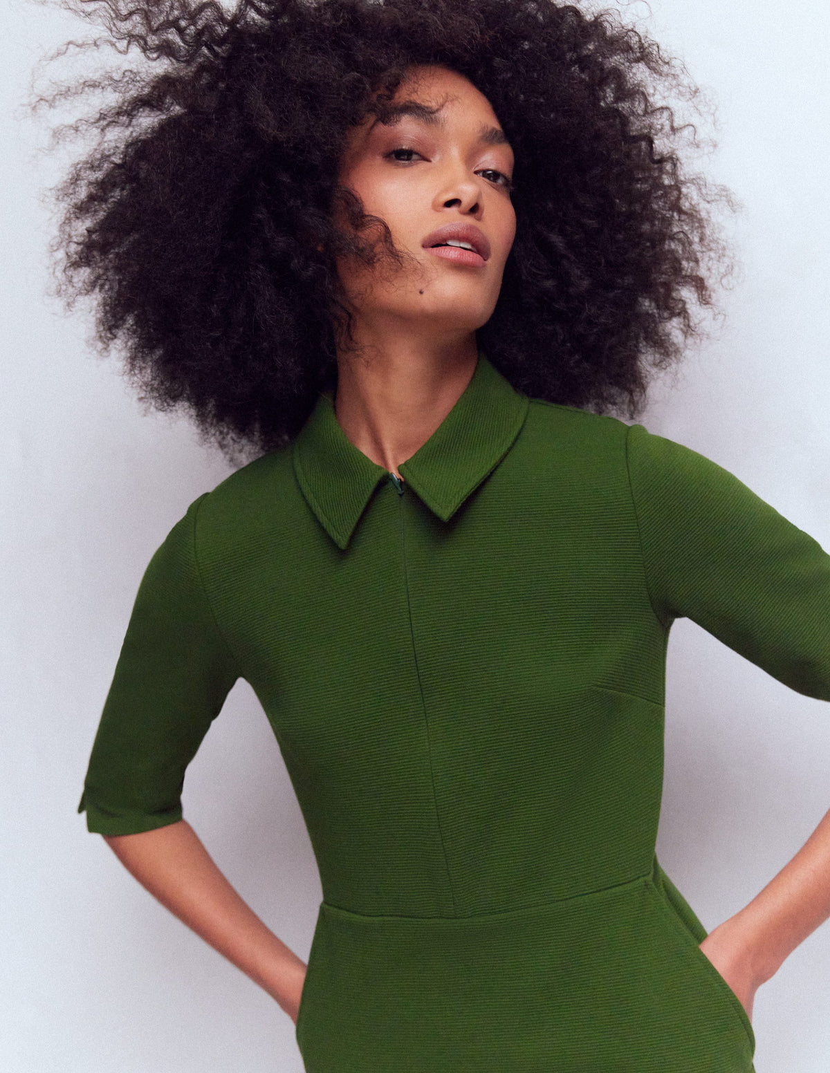 Cam Short Sleeve Ottoman Dress-Green Fir - Image 2