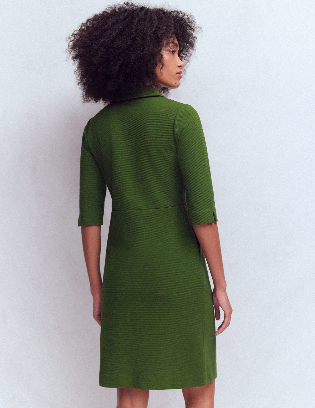 Cam Short Sleeve Ottoman Dress-Green Fir - Image 3