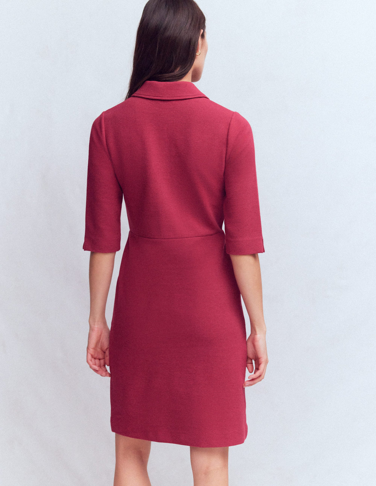 Cam Short Sleeve Ottoman Dress-Ruby Red - Image 3