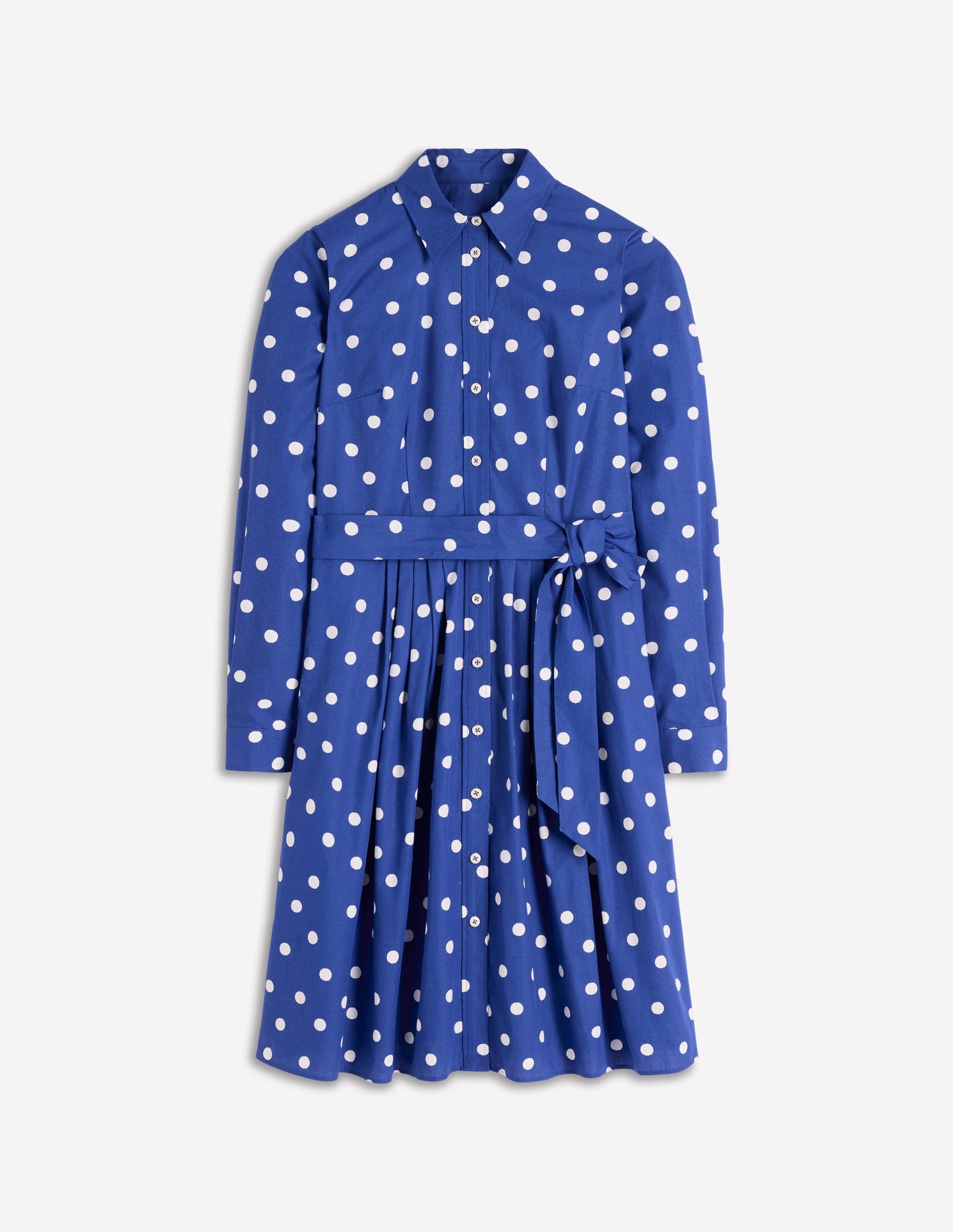 Alexa Long Sleeve Short Dress-Bright Blue, Painted Dot