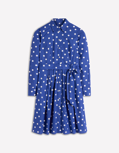 Alexa Long Sleeve Short Dress-Bright Blue, Painted Dot-5