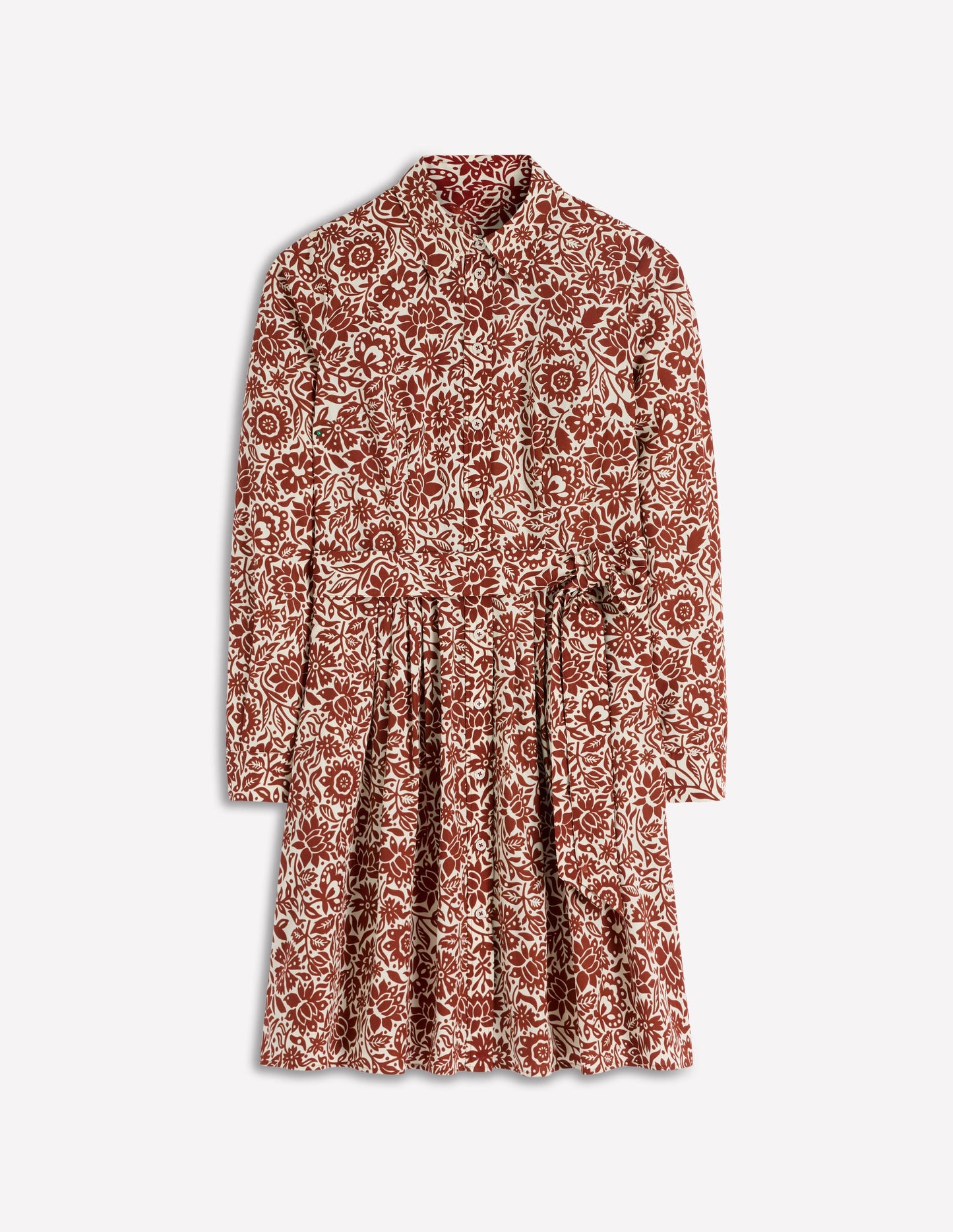 Alexa Long Sleeve Short Dress-Brown, Meadow Scatter