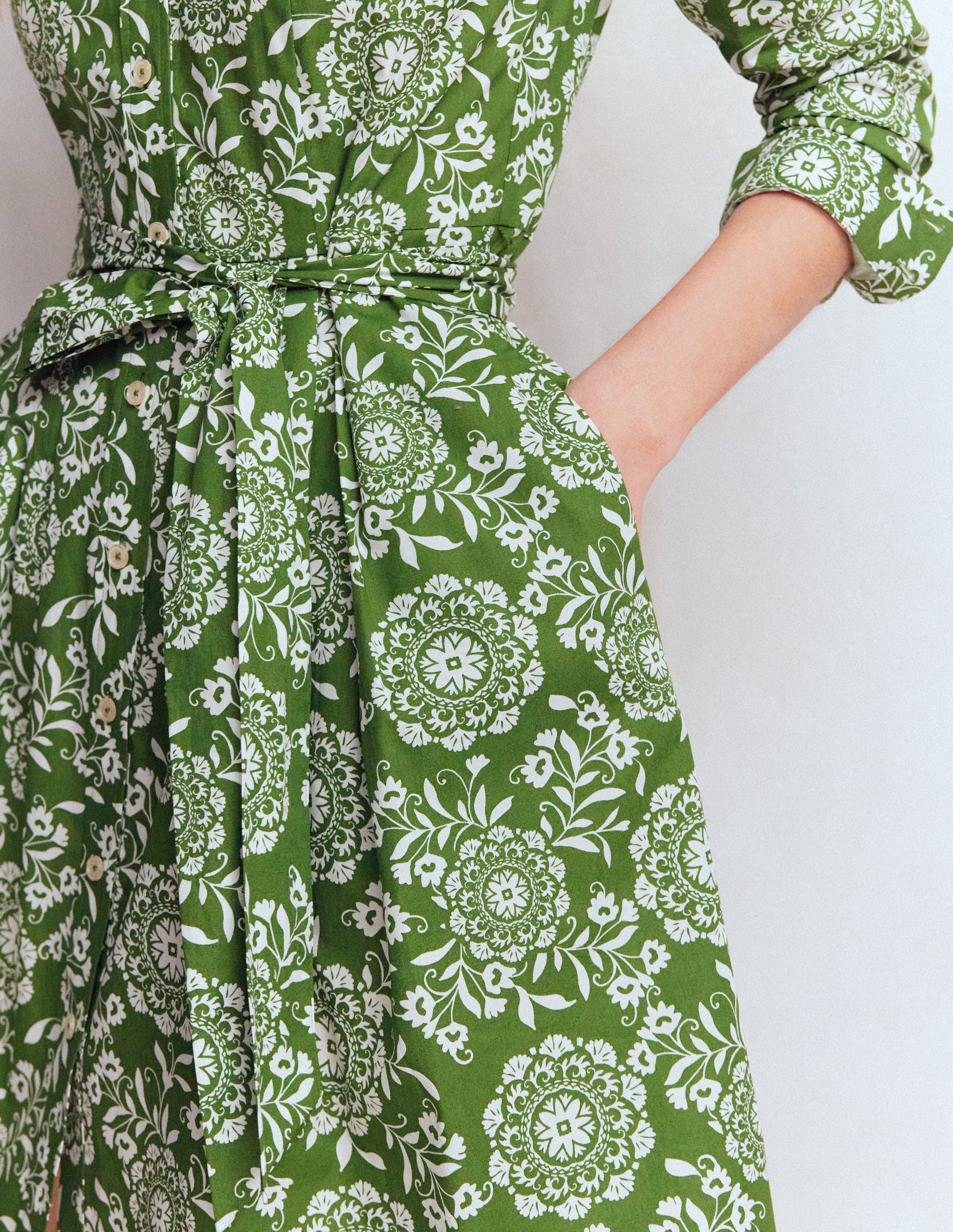 Alexa Long Sleeve Short Dress-Green, Decorative Blossom | Boden UK Alexa Long Sleeve Short Dress-Green, Decorative Blossom | Boden UK