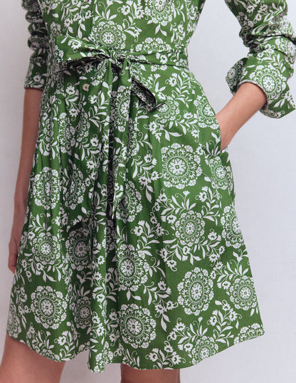 Alexa Long Sleeve Short Dress-Green, Decorative Blossom-5