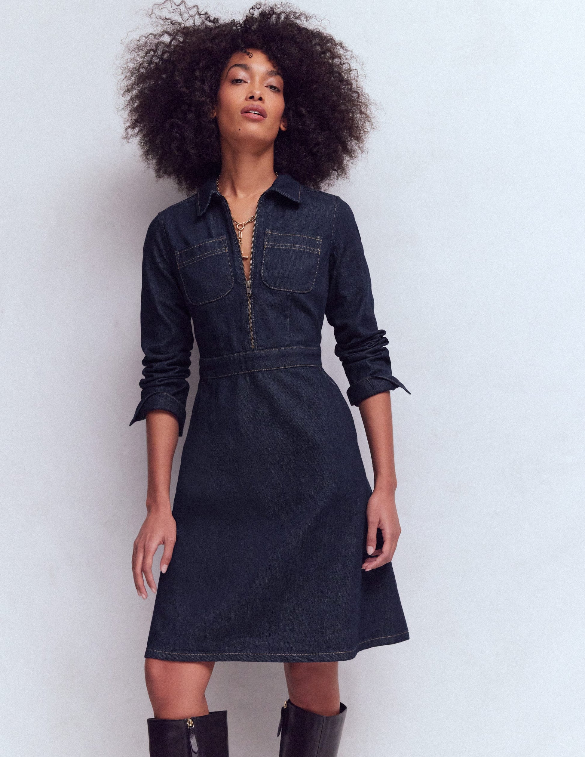 Flippy Denim Shirt Dress-Indigo Denim | Boden UK Flippy Denim Shirt Dress-Indigo Denim | Boden UK
