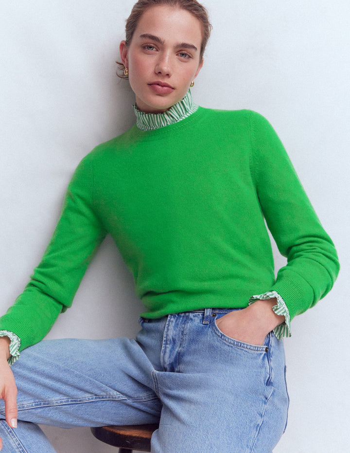 Eva Cashmere Crew Neck Jumper-Sapling Green