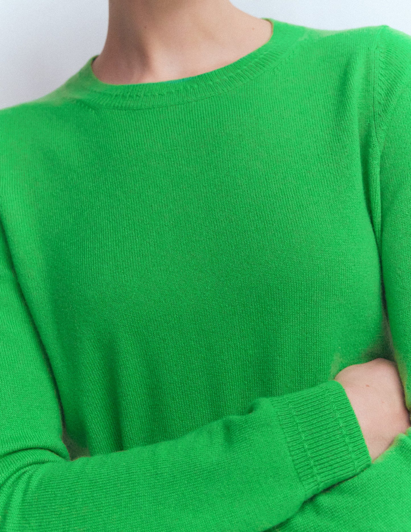 Eva Cashmere Crew Neck Jumper-Sapling Green